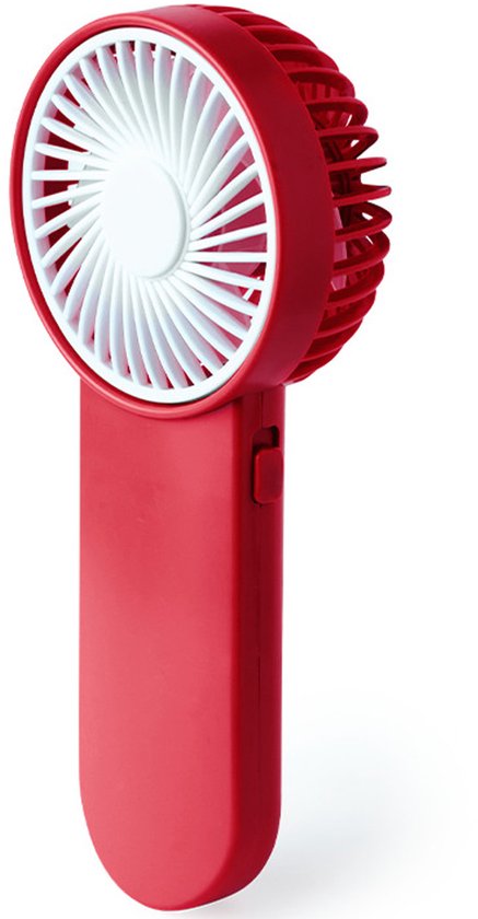 Mini ventilator rood ABS handventilator compact 6x15x4 cm batterijen 2xAA niet inbegrepen draagbaar zomer