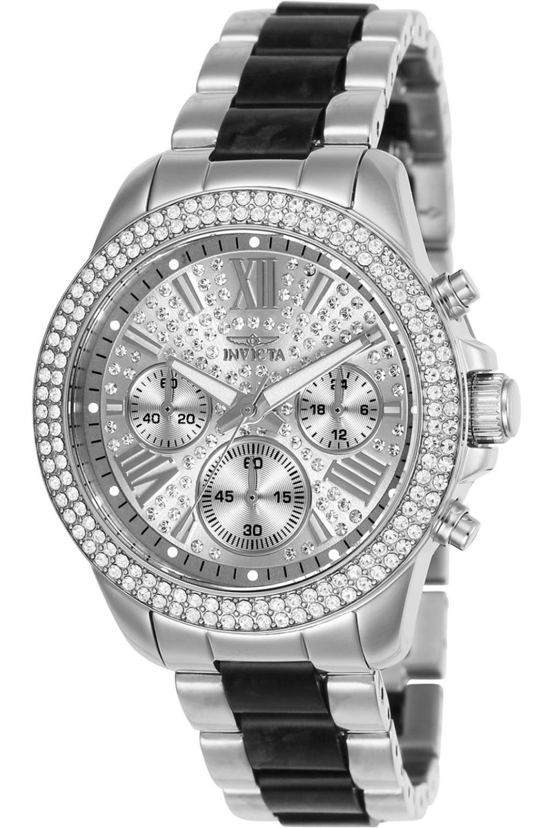 Invicta Angel 20510 Dames Horloge - Waterdicht - Analoog - Quartz Uurwerk - Roestvrij Staal met zilveren Wijzerplaat - 38mm