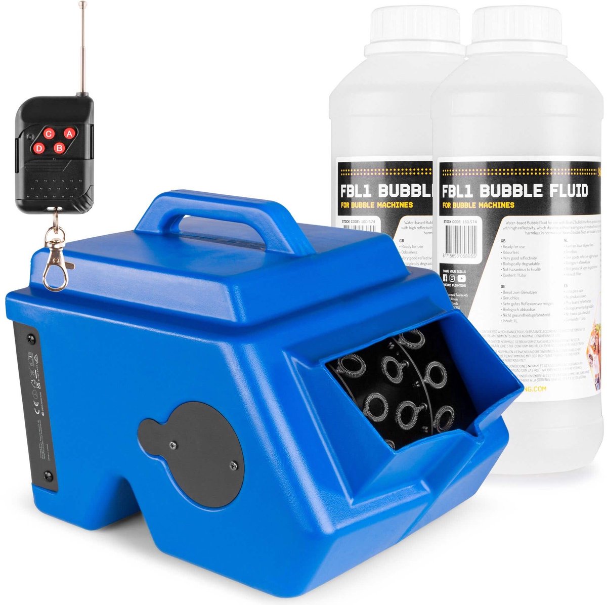 BeamZ B1500 Bellenblaas machine met 2 liter vloeistof - Inclusief afstandsbediening