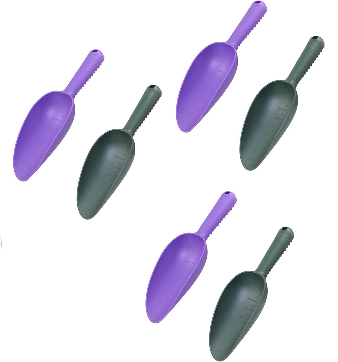 Schep-spade-tuinschep-6 stuks - Plastic tuinschep Handschep Gereedschap - Antislip potgrondschep Bloempot verplanten Graven - Onkruid wieden Planten-Paars, groen-25x6.5cm