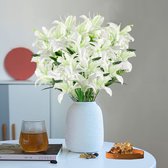 NatureMan 10 stuks 33 cm grote calla leliebloemen, pure aanraking, kunstbloemen voor thuis, keuken, bruiloftsfeest, decoratie (wit