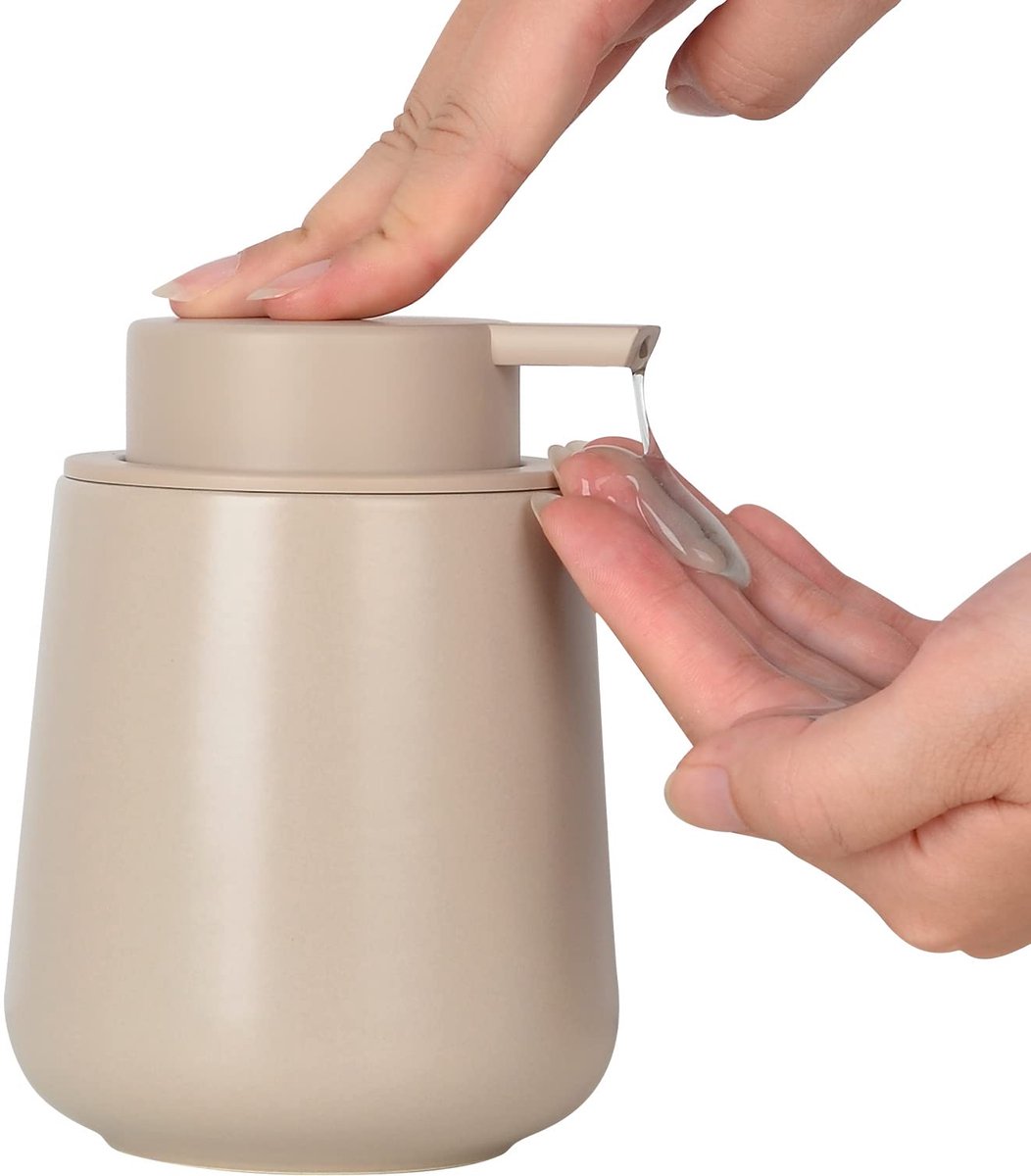 Ibenzoa® Stijlvolle en Navulbare Keramische Zeepdispenser voor Keuken en Badkamer, 350 ml Capaciteit