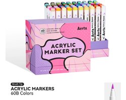 Arrtx - Acrylmarkers - 60B - Paint Brush Tip Markers - 60 kleuren