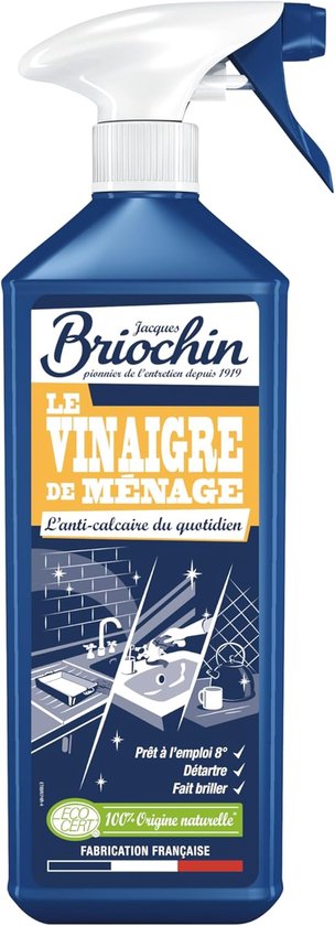Briochin – Gebruiksklare huishoudazijn – Reinigt, ontvet, ontkalkt – Praktisch met spray – 100% natuurlijke oorsprong – Ecocert – Gemaakt in Frankrijk – 750 ml