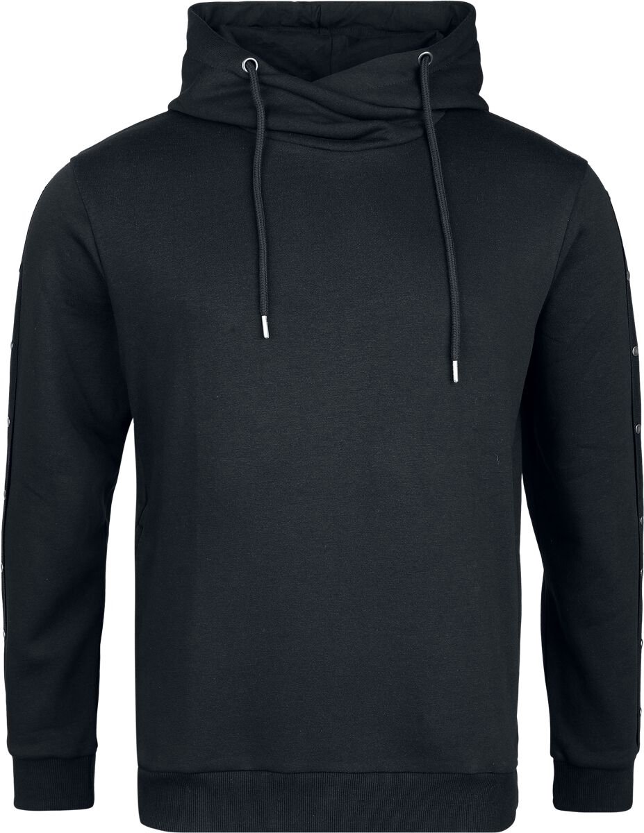 Gothicana Zwarte hoodie met een Rockhand-print op de rug en trekkoorden - Heren - L