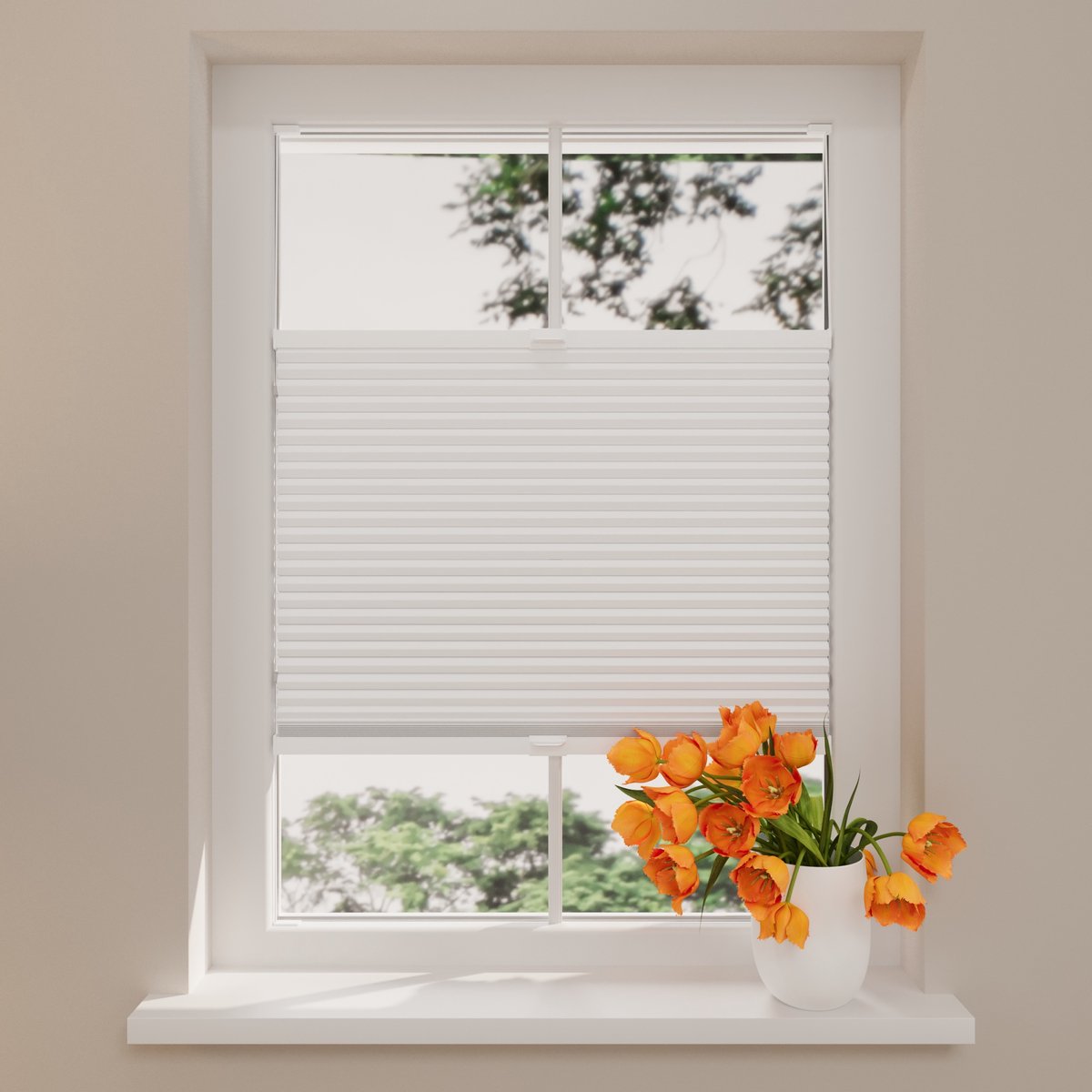Plissegordijn Thermo - Verduisterend - 25 mm - White - 120 x 130