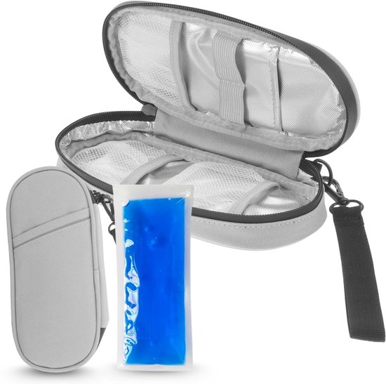 GoTash - Insuline koeltas grijs met icepack - diabetische reistas medische etui - voor insulinepennen diabetes tasje op reis van GoTash — afbeelding 4