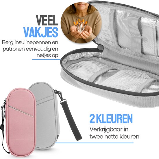 GoTash - Insuline koeltas grijs met icepack - diabetische reistas medische etui - voor insulinepennen diabetes tasje op reis van GoTash — afbeelding 5