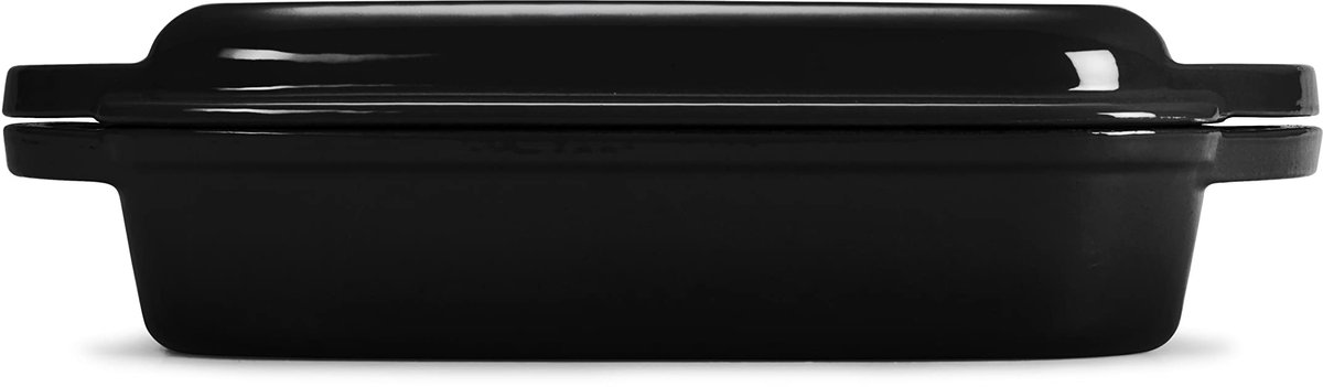 Ibenzoa® Universele 2-in-1 Gietijzeren Braadpan en Pan Set met Emaille Coating, Geschikt voor Diverse Kookmethodes, Zwart, 1,5L, 24,6 cm