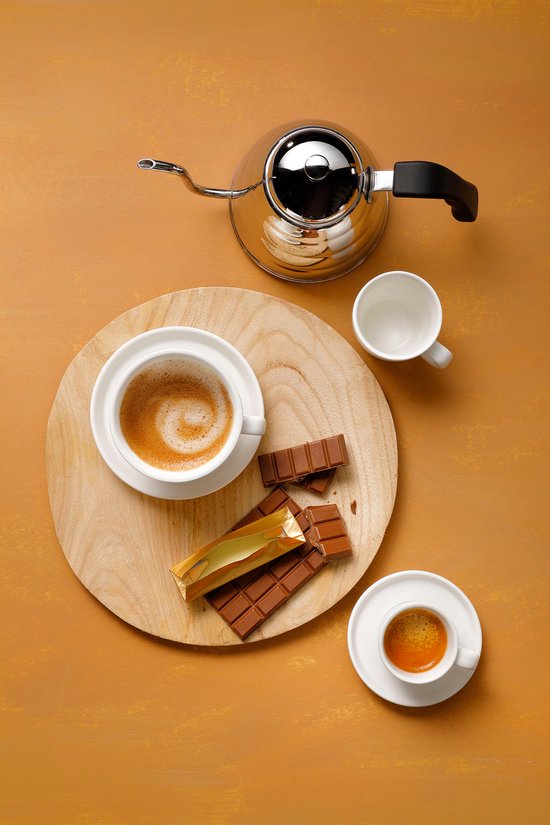 Palmer - Da Vinci - Tasse à expresso et soucoupe - 6 pièces - 9 cl - Wit - Porcelaine - Tasses à café