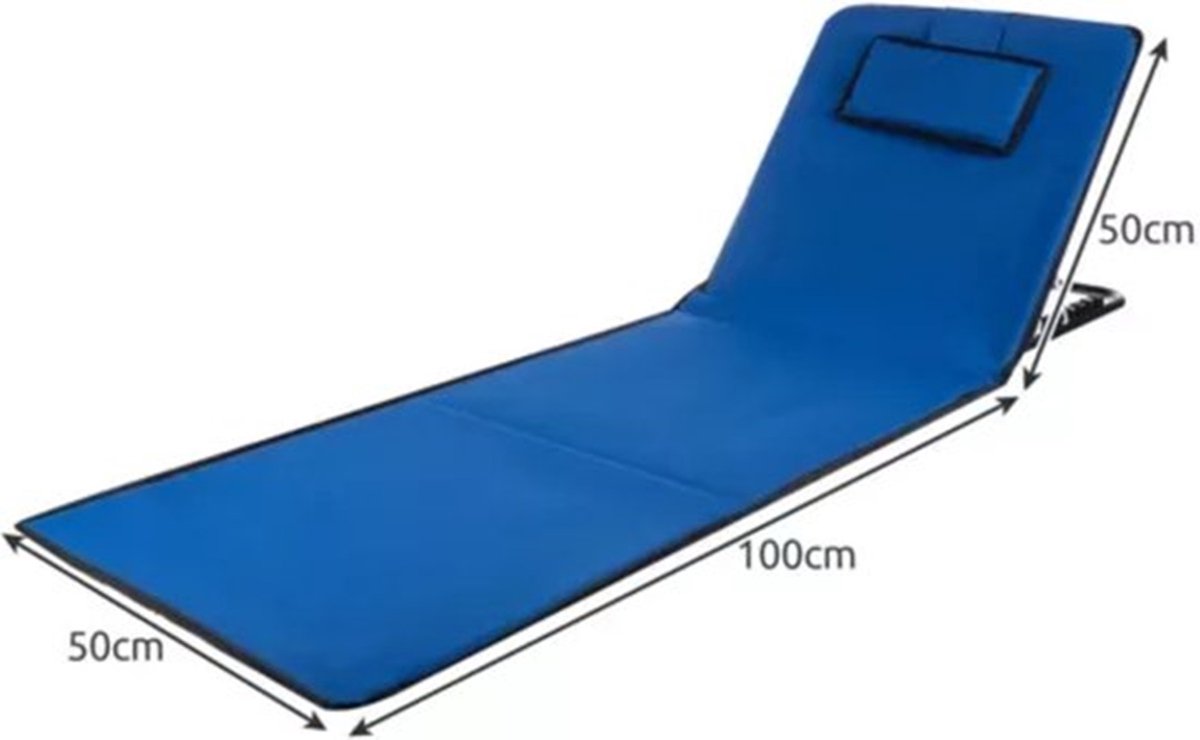 Pincho - Opvouwbaar Ligbed - Strandstoel - Strandmat Verstelbare Rugleuning 155 x 55 cm - Donker Blauw -Lichtgewicht en Draagbaar - Met opbergvak en Hoofdsteun -Camping - Tuin - Zwembad — cadeau in Sport & Outdoor - foto 3