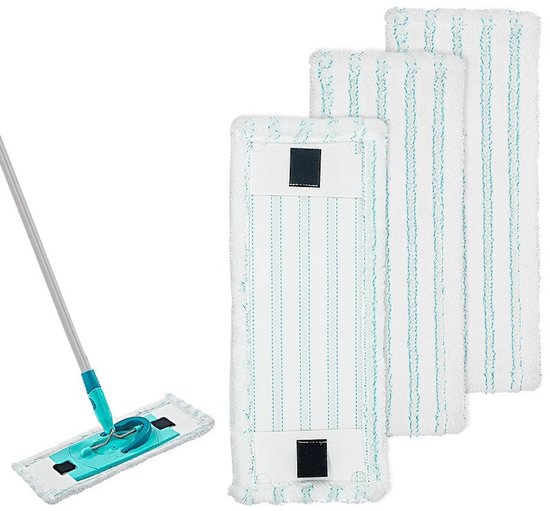 Lot de 3 serpillères microfibres de rechange compatibles avec Leifheit Clean Twist M (38 x 15,5 cm) - Serpillère désinfectante ultra-résistante - Nettoyage des sols à sec et Droog