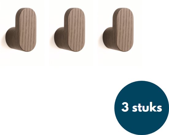 Kapstok Van Hout Met 3 Kledinghaken Voor Aan De Muur In De Slaapkamer En Badkamer