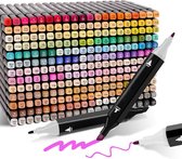 Alcohol Markers - set 262 stuks Twinmarkers - dual-tip markeerstiften met opbergtas