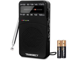Transnect® - Draagbare Noodradio - Zwart - AM/FM - Op Batterijen - Koptelefoonaansluiting - Draagbare Radio - Wereldradio - Noodpakket Must Have - Zakradio - Voor Rampen - Kleine - Transistor Radio - Telescopische Antenne