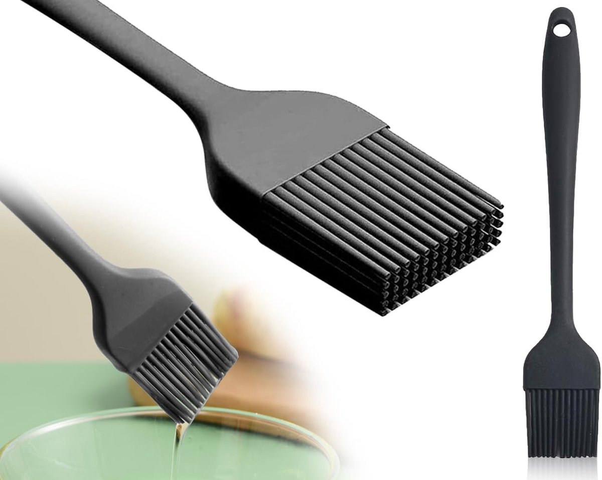 Baking Brush - Silicone Brush - Pastry Brush - Grill Brush - Oil Brush - Zwart - 21 cm