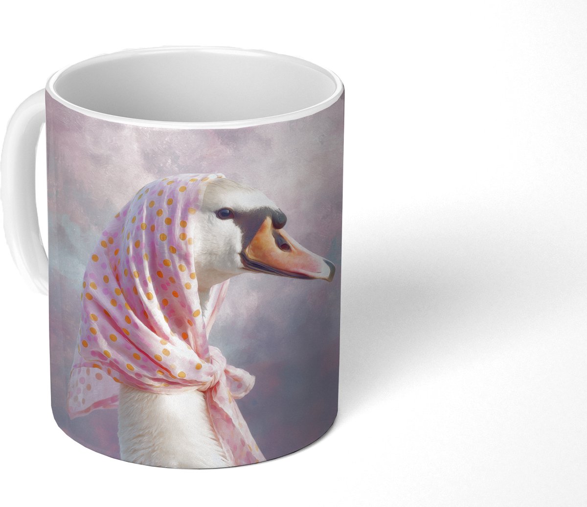 Mok - Koffiemok - Zwaan - Sjaaltje - Pastelwolken - Mokken - 350 ML - Beker - Koffiemokken - Theemok