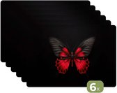 Napperons - 6 pièces - 45x30 cm - Set de table en plastique - Papillon - Rouge - Contraste - Dessous de Assiettes - Décoration de table - Accessoires de décoration de table de Cuisine - Dessous de verre en Vinyl - Décoration de table