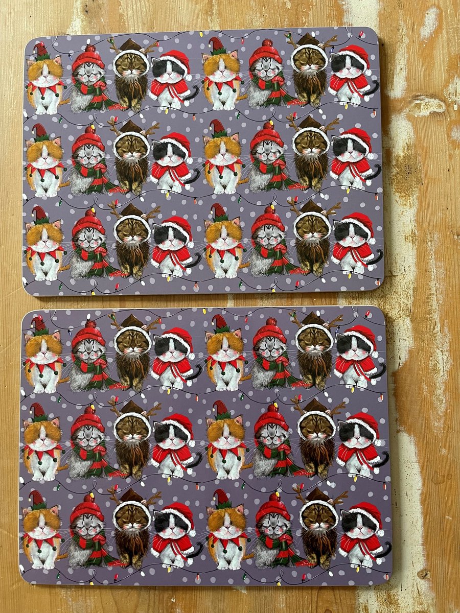 Alex Clark Placemats(MEDIUM FORMAAT) Christmas Cats ~ Katten Kerst/winter