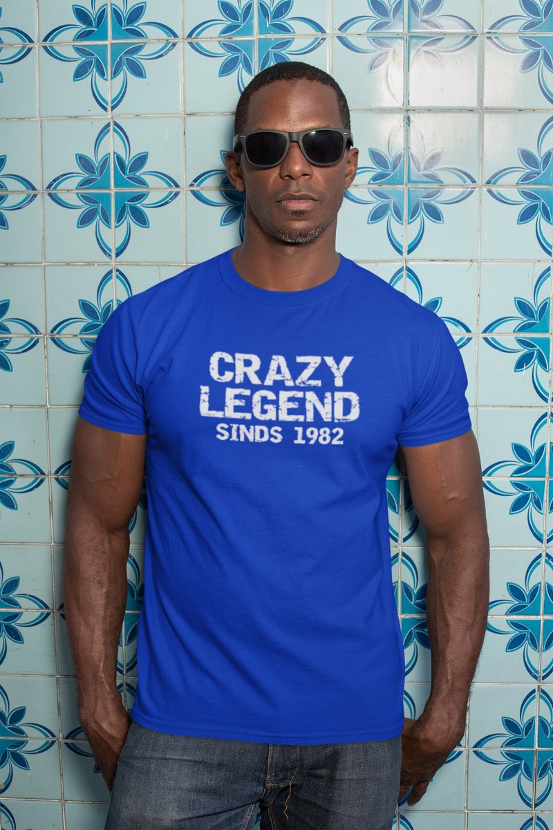 1982 Jaar Blauw T-shirt Heren - Maat L - Legend - Verjaardag Cadeau Mannen - Limited Edition