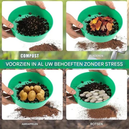 Dussdote Tuinzeef - Bodemzeef - Bodemzeef voor zaailingen - Tuingereedschap - Zandsteenzeef voor tuinplantenzaailingen - Zeefgereedschap - 2 stuks - Kunststof van Merkloos	 — afbeelding 4