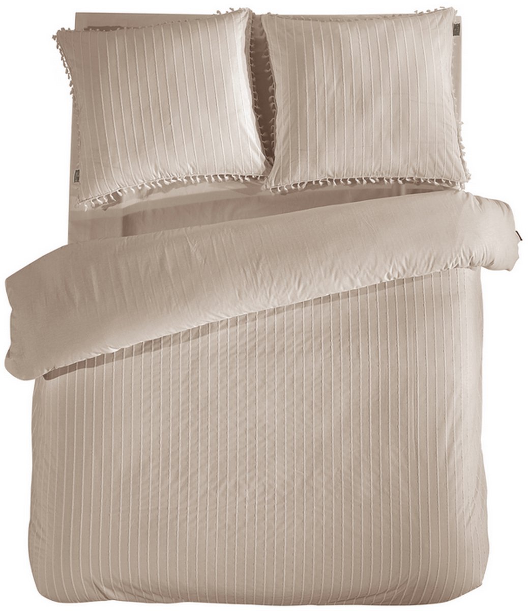 LINNICK Dekbedovertrek katoen Renforcé Estina - sand - 240x200/220cm - lits jumeaux