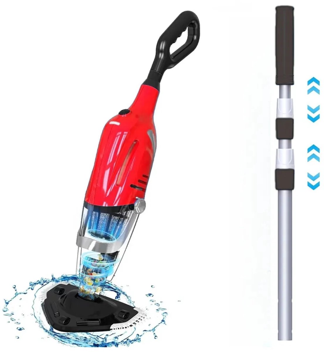Draadloze zwembad sukkel, handheld, oplaadbare pool-vacuümreiniger met een telescopische paal, krachtige whirlpool-stofzuiger voor bovengrondse zwembaden Draadloze zwembad sukkel, handheld, oplaadbare pool-vacuümreiniger met een telescopische paal, krachtige whirlpool-stofzuiger voor bovengrondse zwembaden
