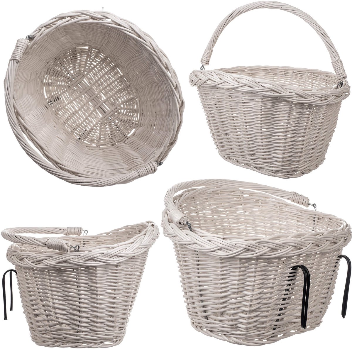 Darnis rieten fietsmand 35 x 27 cm wit