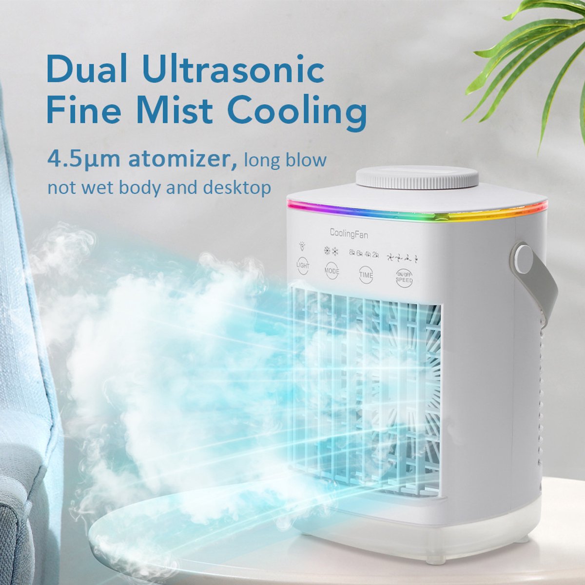 Mobiele airco -Mobiele airco zonder afvoerslang - Mobiele airco voor slaapkamer - 3-in-1 - Ventilator - Voor Slaapkamer & Woonkamer - 4 Snelheden - Airconditioning - Draagbare Aircooler - LED Verlichting - Draagbare airconditioner – foto 2