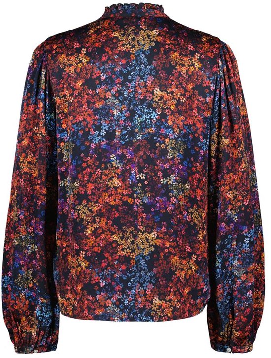 DIDI Dames Blouse Horizon satin Blue Mille fleurs print maat 44