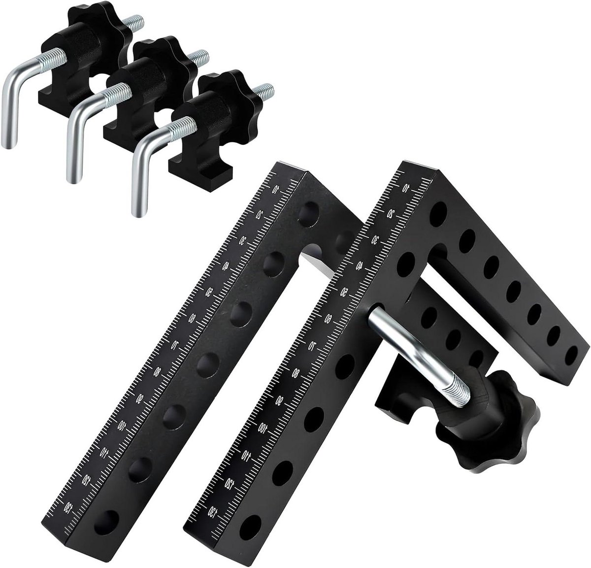 Hoekklem - Aluminiumlegering - Voor houtbewerking - Vierkante klem voor fotolijsten en kasten - 14 cm - Zwart