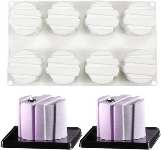 Foto: Siliconen bakvorm voor cake dessert zeep en kaarsen 8 gaatjes cilindervorm met strepen diy ambachtelijke vormen voor thuisgebruik