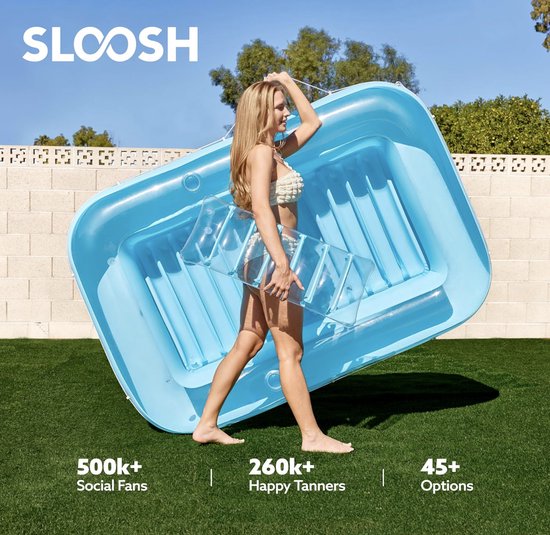 SLOOSH Opblaasbaar zwembadbed, drijvend, extra groot zwembadvlot, voor volwassenen, met kussen, 4-in-1 zonnebad, loungebed, zonnebed, ballenbak feestcadeau, 178 x 117 cm, L-goud wit SLOOSH Opblaasbaar zwembadbed, drijvend, extra groot zwembadvlot, voor volwassenen, met kussen, 4-in-1 zonnebad, loungebed, zonnebed, ballenbak feestcadeau, 178 x 117 cm, L-goud wit