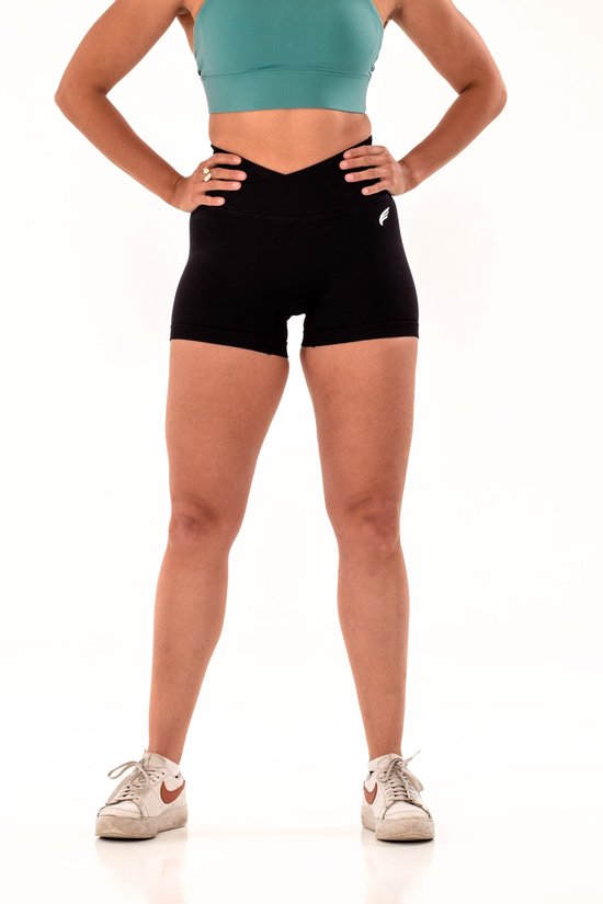 DM Training Just Me sportshort dames high waist V-shape, naadloos shaping effect, yoga pilates fitness (zwart) van DM Training — afbeelding 5