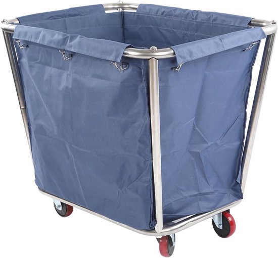 Faimex Wasverzamelaar Waswagen Met Waszak - Rolwagen Van Roestvrij Staal Voor Vuile Was Sorteerder - Stabiel Vierkant Trolley Licht XL