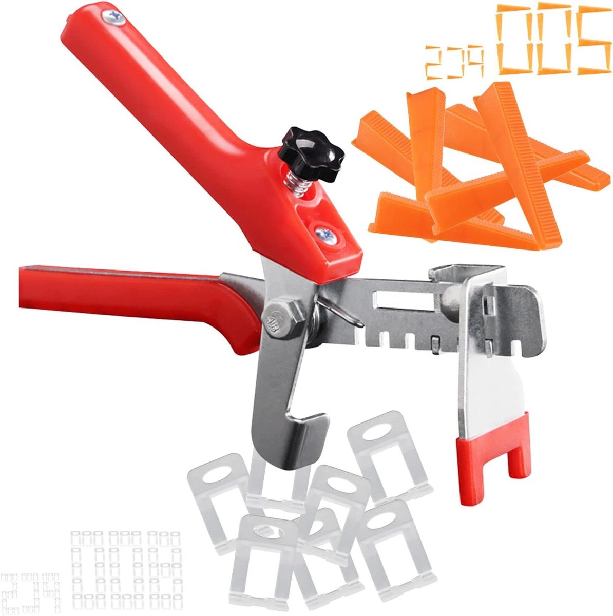 Allecto Plus - 800 stuks tegelnivelleringssysteem - Mini tabbladen - 2 mm voegen - Basis 200 tegels - Wiggen tang - Hoogte 3-12 mm - Treklussen - Tegelleghulp set - Niveleerset - Tegels gereedschap