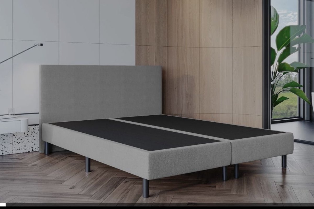 Boxspring SleepEase - 120x220 Zonder matras - Grijs Glad - Golden Matrassen Zeeland