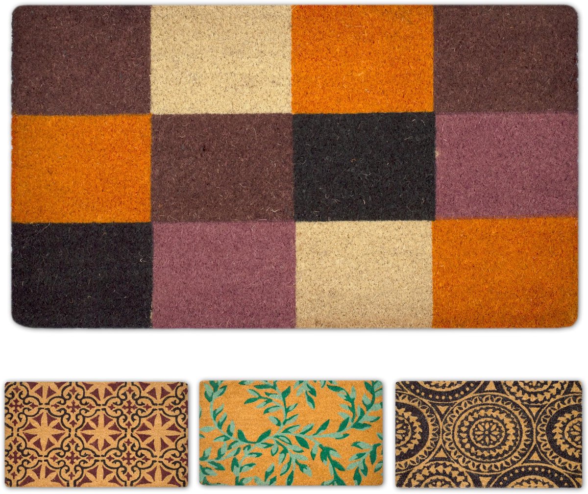 Ibenzoa Stijlvolle Kokosvezel Deurmat voor Binnen en Buiten, 40 x 70 cm, Antislip Voetmat beige