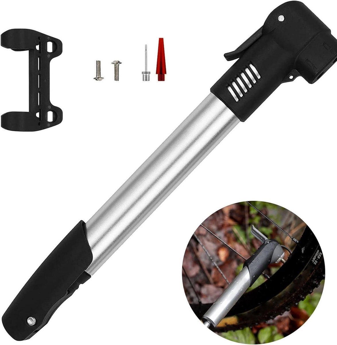 Inovra Plus - Draagbare Handpomp voor Fiets - Lichtgewicht Aluminium Fietspomp - Mini Pomp voor Mountainbike en Racefiets - Ventiel - Makkelijk mee te nemen