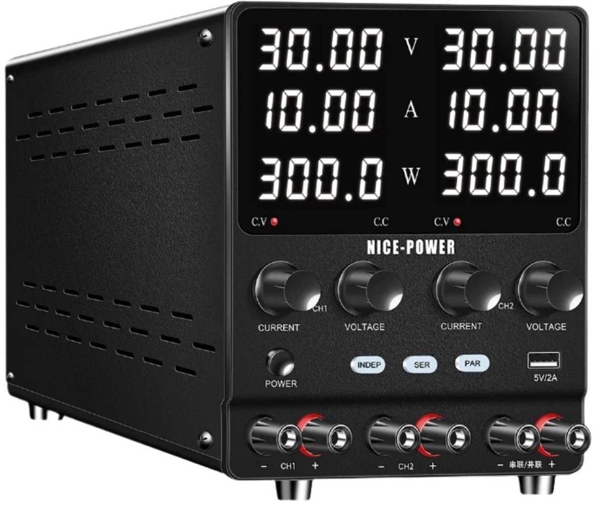 Voeding - Omvormer - 60V - 5A-Dual - 120V - Regelbare Spanningsregelaar - DC-voeding - Zwart
