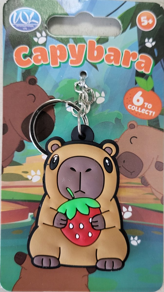 Sleutelhanger capybara capibara met aardbei