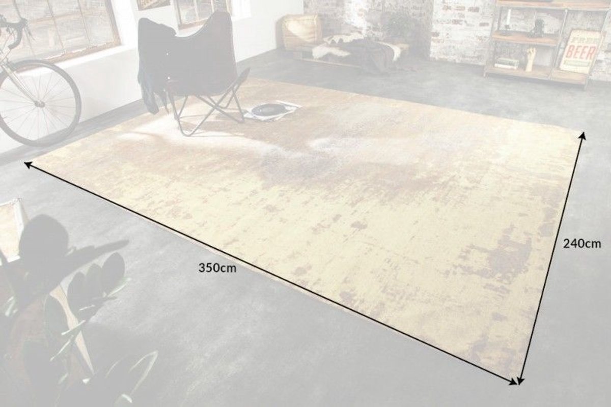 Vintage katoenen tapijt MODERN ART XXL 350x240cm roestbruin gewassen used look - 40521