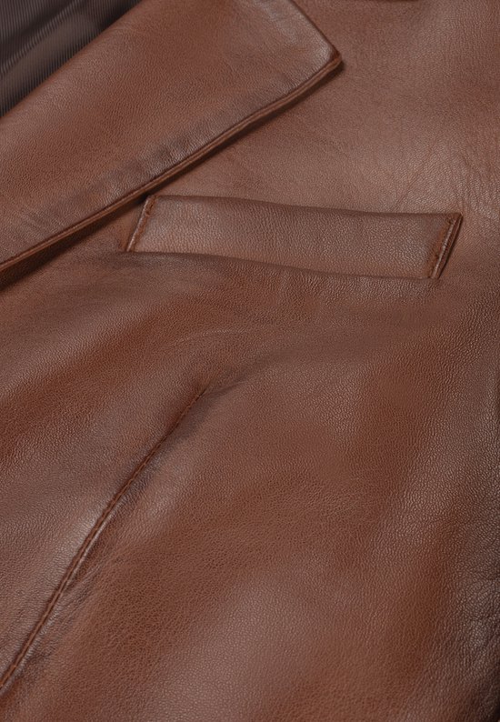 TERAZUNO Heren Blazer Colbert Van Leer in Used Look Reversknopen Sportjas met Ritssluiting Vintage Werkkleding met Zakken Leren Herenjack Jasje in Blazerstijl Klassiek(Khaki,S