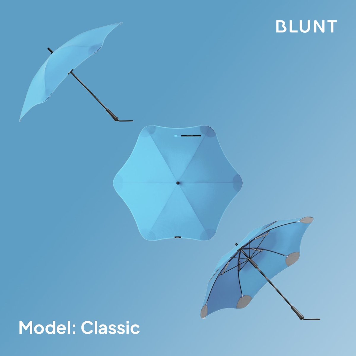 BLUNT Classic - Paraplu en Stormparaplu - Winddicht tot 115 km/u - Automatisch Open - Lichtgewicht en Duurzaam - Ø 95 cm - Blauw