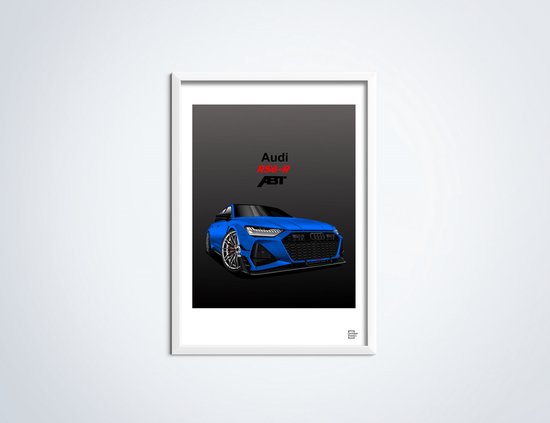 Affiche Audi RS6-R ABT Blauw - Affiche Voiture B2 (50 x 70 cm) | Chambre des enfants | Chambre à coucher | Bureau