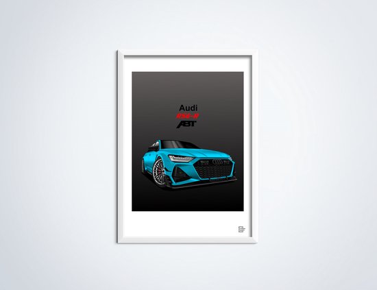 Affiche Audi RS6-R ABT Bleu clair - Affiche voiture B2 (50 x 70 cm) | Chambre des enfants | Chambre à coucher | Bureau