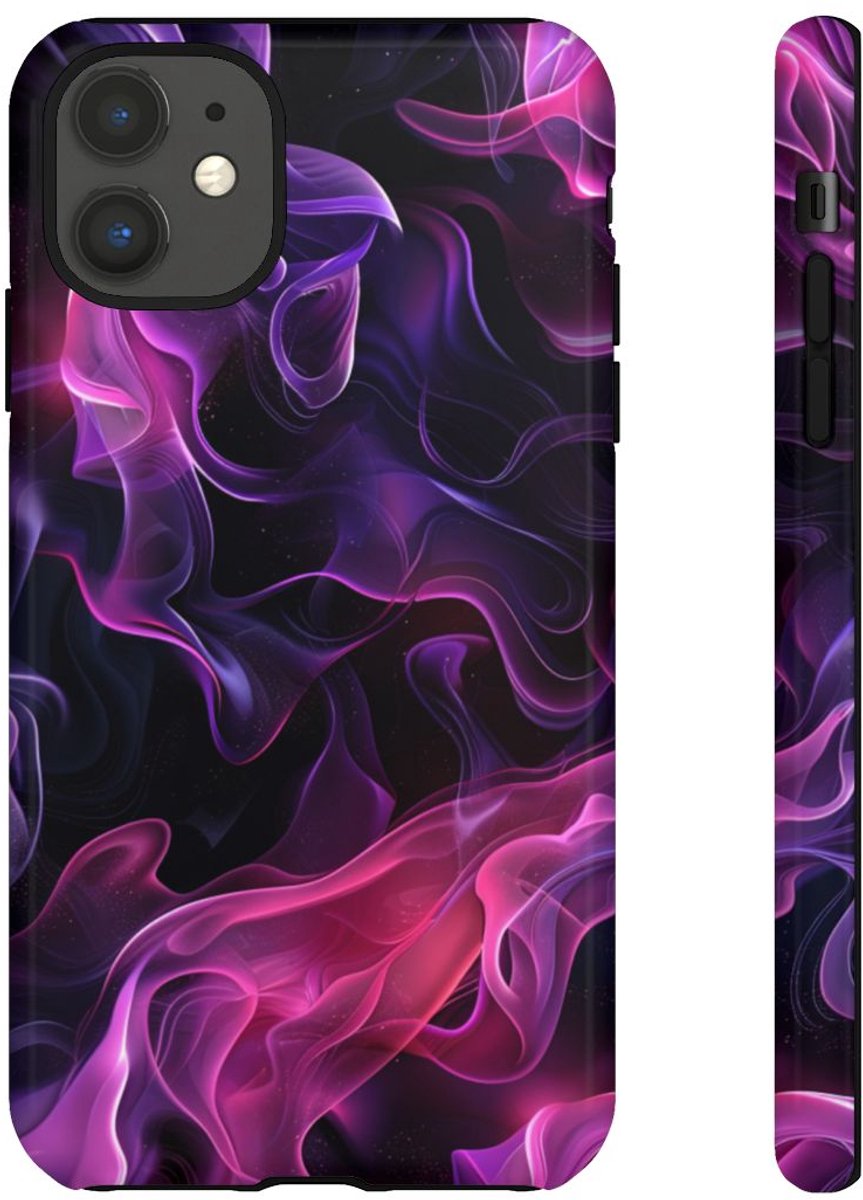 Violette en Roze Abstracte Vlammen – Telefoonhoesje Geschikt voor iPhone 11
