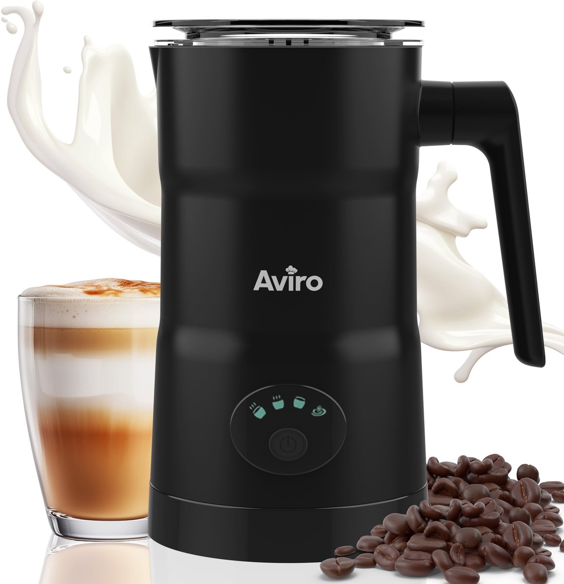 Infinity Goods 4-in-1 Elektrische Melkopschuimer - 350 ml - Opschuimen en verwarmen - Cappuccino - Vaatwasserbestendig - Zwart