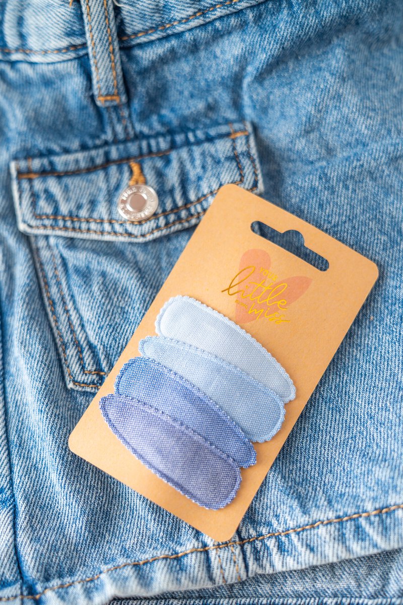 Haarspeldjes met stof - denim