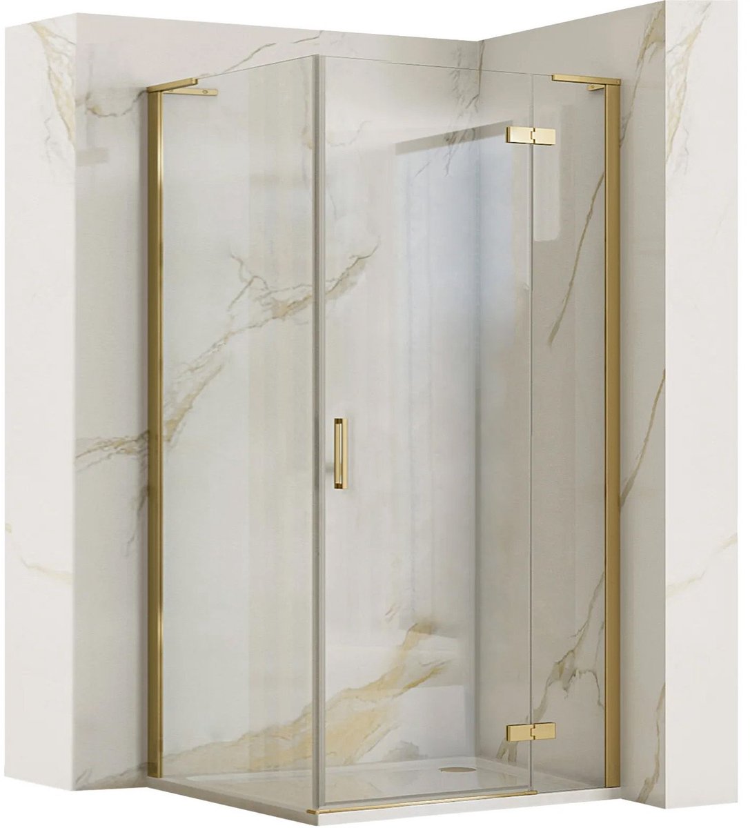 Rea Hugo Brush Gold 90X90 - 200 cm - Douchecabine - Vierkant - Geborsteld Goud
